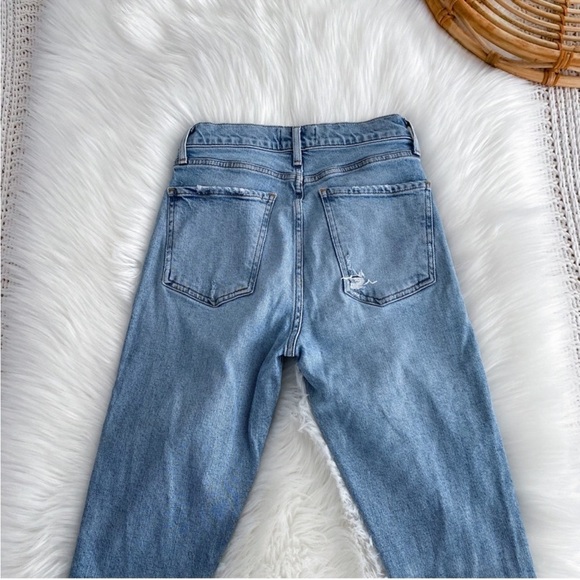 AGOLDE Nico High-Rise Skinny Jeans Distressed Light Indigo Raw Hem Button Fly 23 - Picture 6 of 15